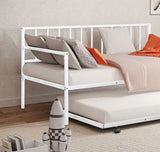 Full Contemporary White Metal Daybed With Trundle - Omega Lifestyles