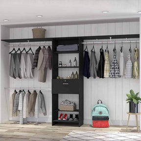 Black Particle Board Bedroom Closet Storage System - Omega Lifestyles