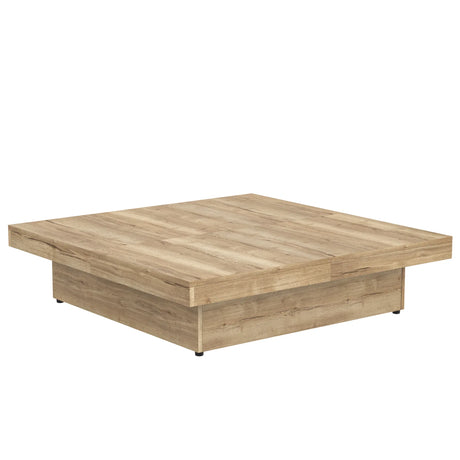 Square Storage Coffee Table Sliding Top Natural Veneer - Omega Lifestyles