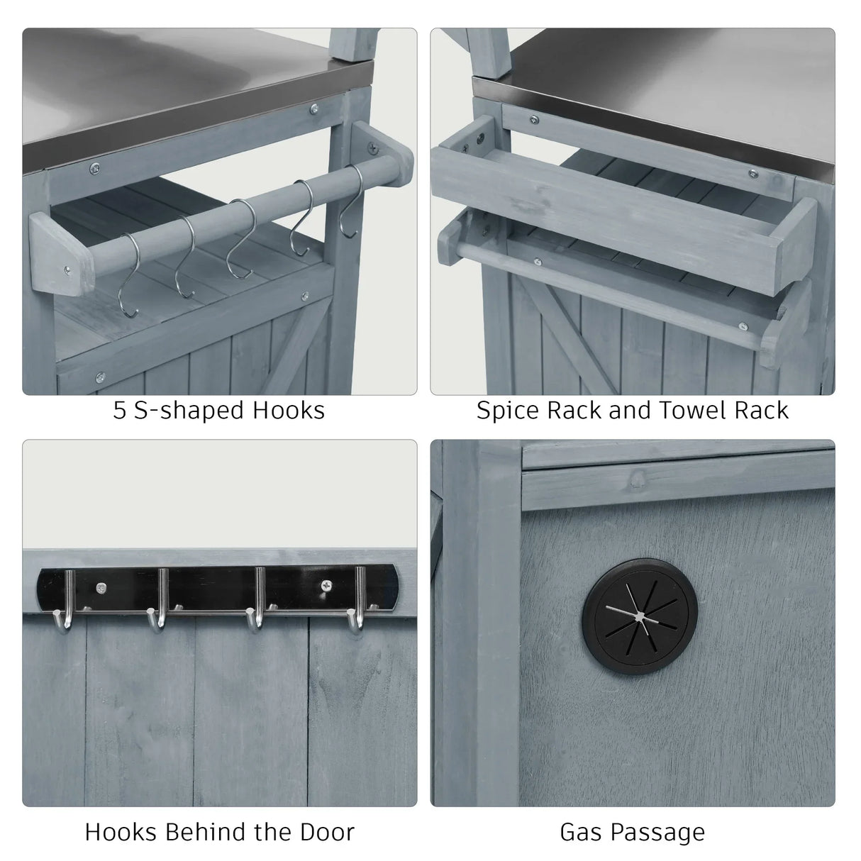 Outdoor Rolling Grill Cart With Raised Shelf Storage - Omega Lifestyles