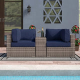 2-Person Modern Rattan Wicker Outdoor Seating Group - Omega Lifestyles