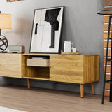 70-Inch Modern Mid Century Oak TV Stand - Omega Lifestyles