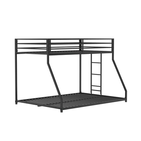 Contemporary Matte Black Metal Low Twin Over Full Bunk Bed - Omega Lifestyles