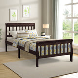 Twin Solid Wood Sleigh Platform Bed Frame With Headboard - Omega Lifestyles