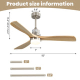 52-Inch Remote-Controlled Reversible Wood Blade Ceiling Fan - Omega Lifestyles