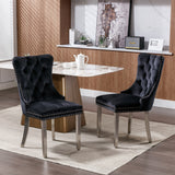 Set Of 2 Tufted Velvet Upholstered Dining Chairs With Chrome Legs
