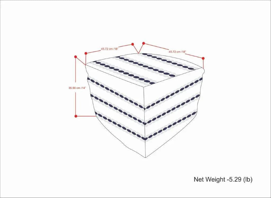 Square Woven Outdoor Indoor Navy White Pouf - Omega Lifestyles