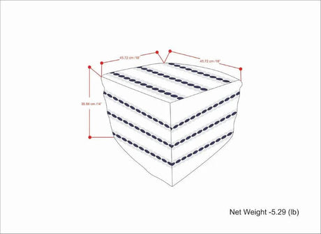 Square Woven Outdoor Indoor Navy White Pouf - Omega Lifestyles