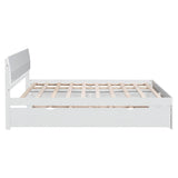 Modern Full White High Gloss Bed Frame With Trundle - Omega Lifestyles
