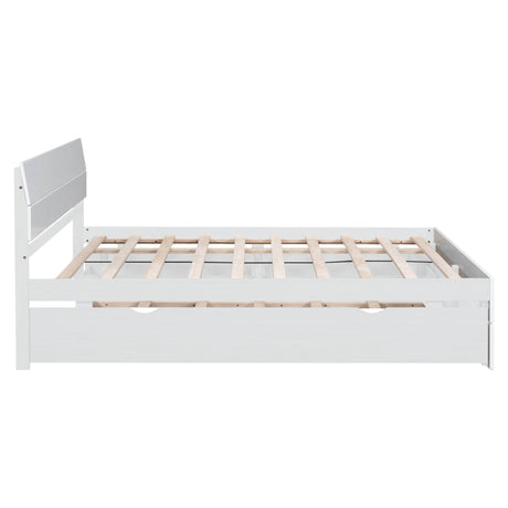 Modern Full White High Gloss Bed Frame With Trundle - Omega Lifestyles