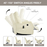 Beige Faux Leather Power Lift Recliner Chair With Massage Heat - Omega Lifestyles