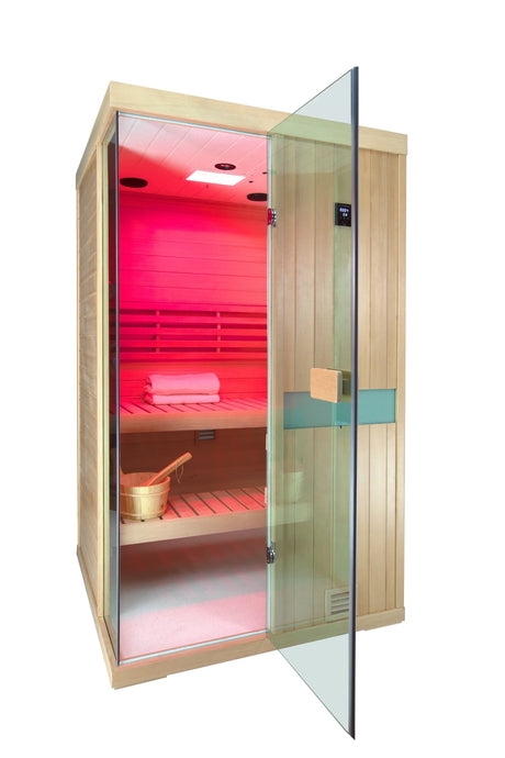 Two-Person Canadian Hemlock Wooden Indoor Steam Sauna Room - Omega Lifestyles