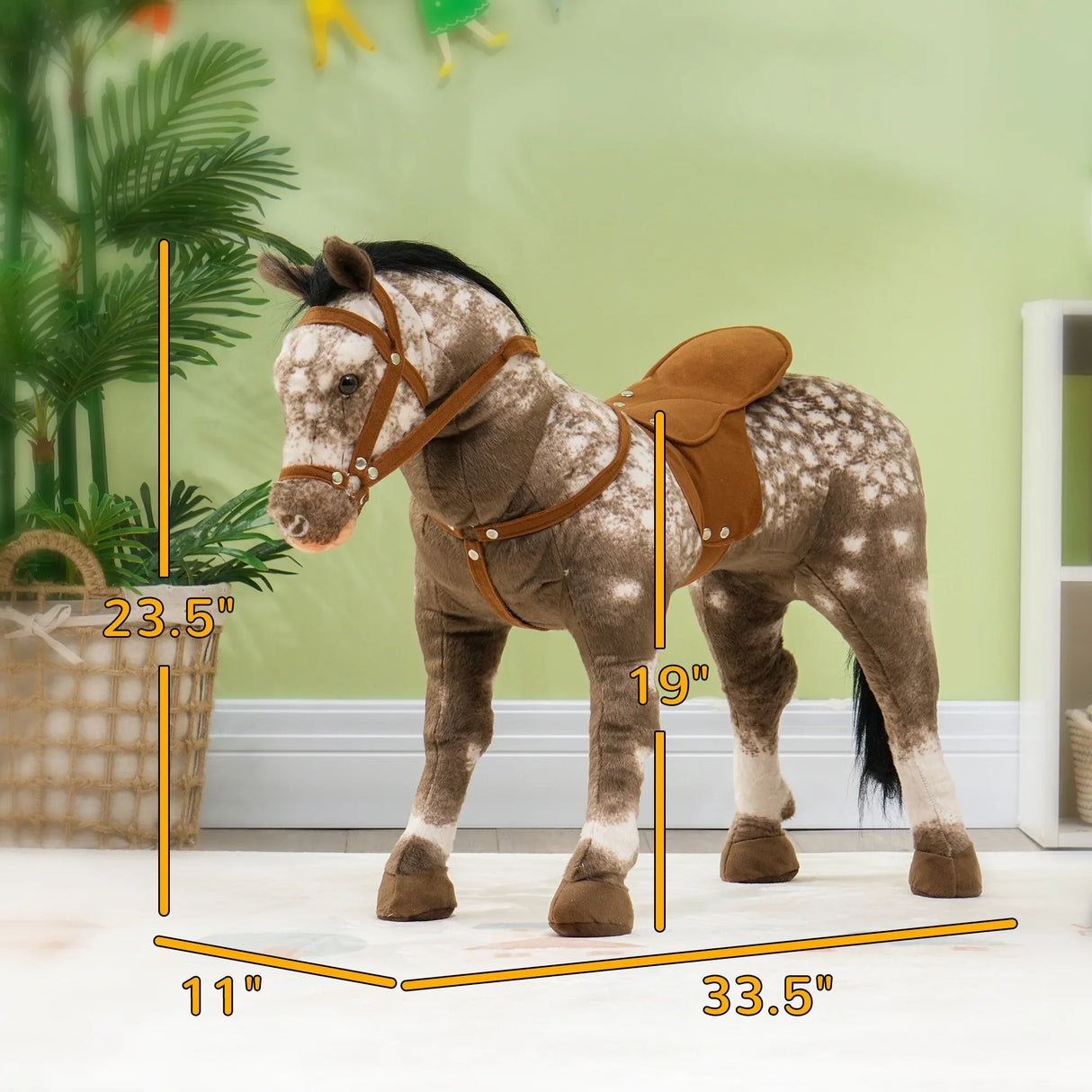 Realistic Ride-On Horse Toy With Saddle And Sound - Omega Lifestyles