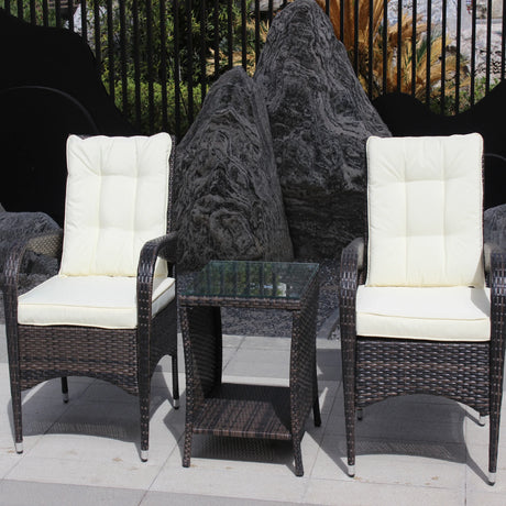 3-Piece Brown Rattan Outdoor Patio Furniture Set - Omega Lifestyles