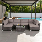 7-Piece Modern Weather-Resistant Wicker Outdoor Conversation Set - Omega Lifestyles