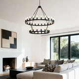 Matte Black Iron Wagon Wheel Farmhouse Chandelier 47-Inch - Omega Lifestyles