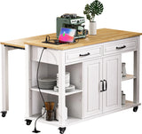 47-Inch Extendable Rubber Wood Veneer Kitchen Island - Omega Lifestyles