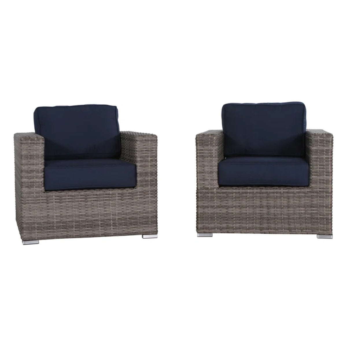 2-Piece Outdoor Wicker Club Chair Set With Sunbrella Cushions