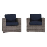 2-Piece Outdoor Wicker Club Chair Set With Sunbrella Cushions
