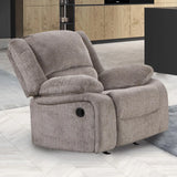 Transitional Mocha Chenille Manual Recliner With Pillow Arms - Omega Lifestyles