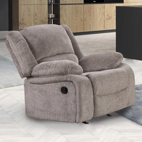 Transitional Mocha Chenille Manual Recliner With Pillow Arms - Omega Lifestyles