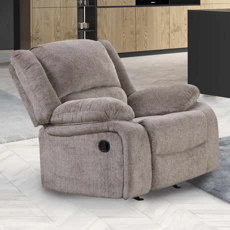 Transitional Mocha Chenille Manual Recliner With Pillow Arms - Omega Lifestyles