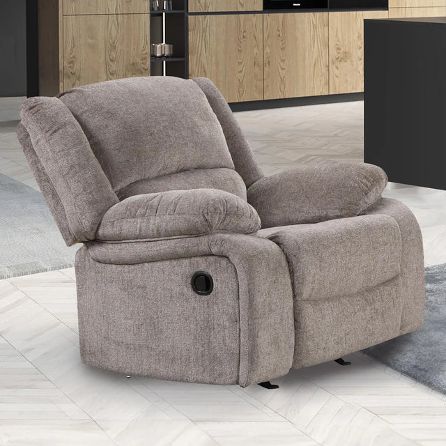 Transitional Mocha Chenille Manual Recliner With Pillow Arms - Omega Lifestyles