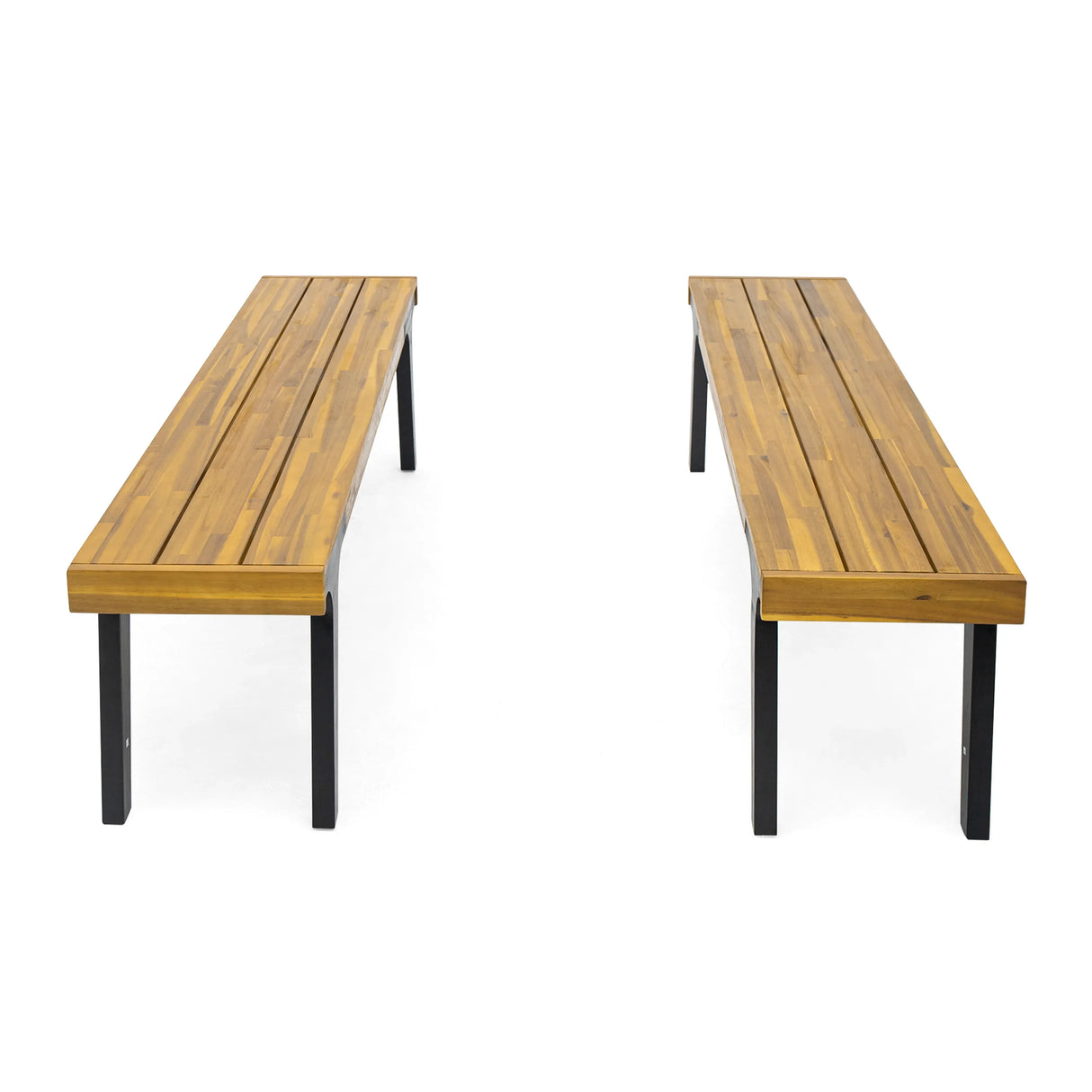 Modern Acacia Wood Dining Bench Set of 2 - Omega Lifestyles