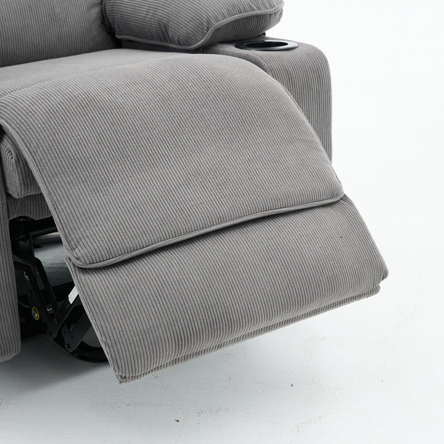 Medium-Firm Corduroy Remote-Controlled Heating Massage Recliner - Omega Lifestyles