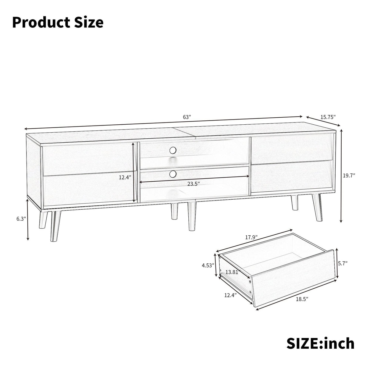 63-Inch Vintage Style Brown MDF TV Stand - Sleep Galleria