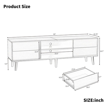 63-Inch Vintage Style Brown MDF TV Stand - Sleep Galleria
