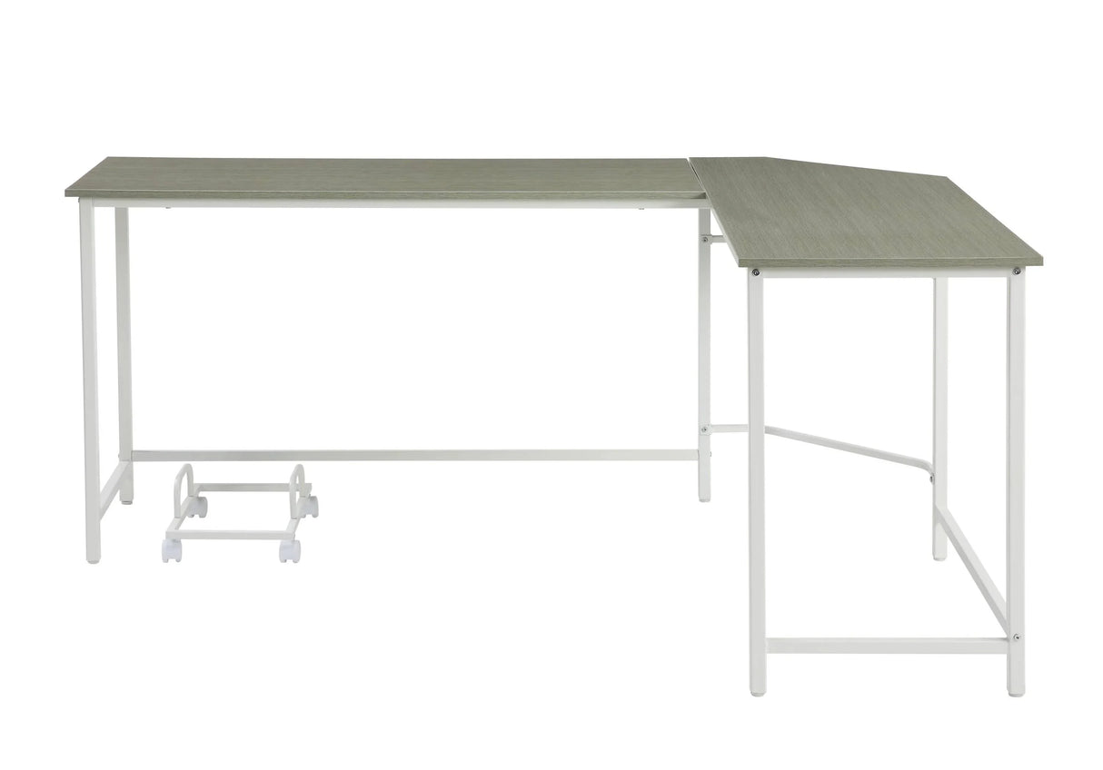 Space-Saving L-Shape Gray White Computer Desk With Storage - Omega Lifestyles