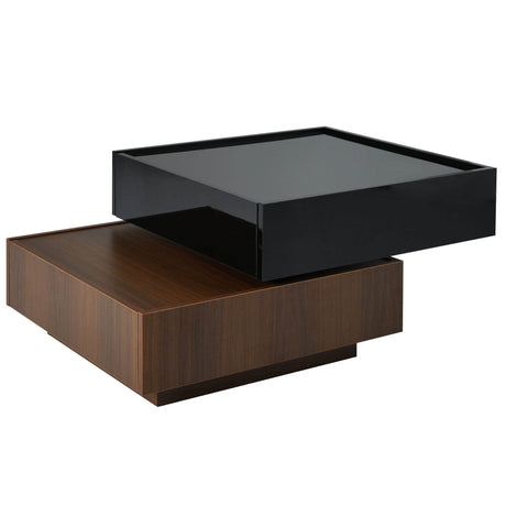 360 Degree Rotating Square Coffee Table With Drawers - Omega Lifestyles