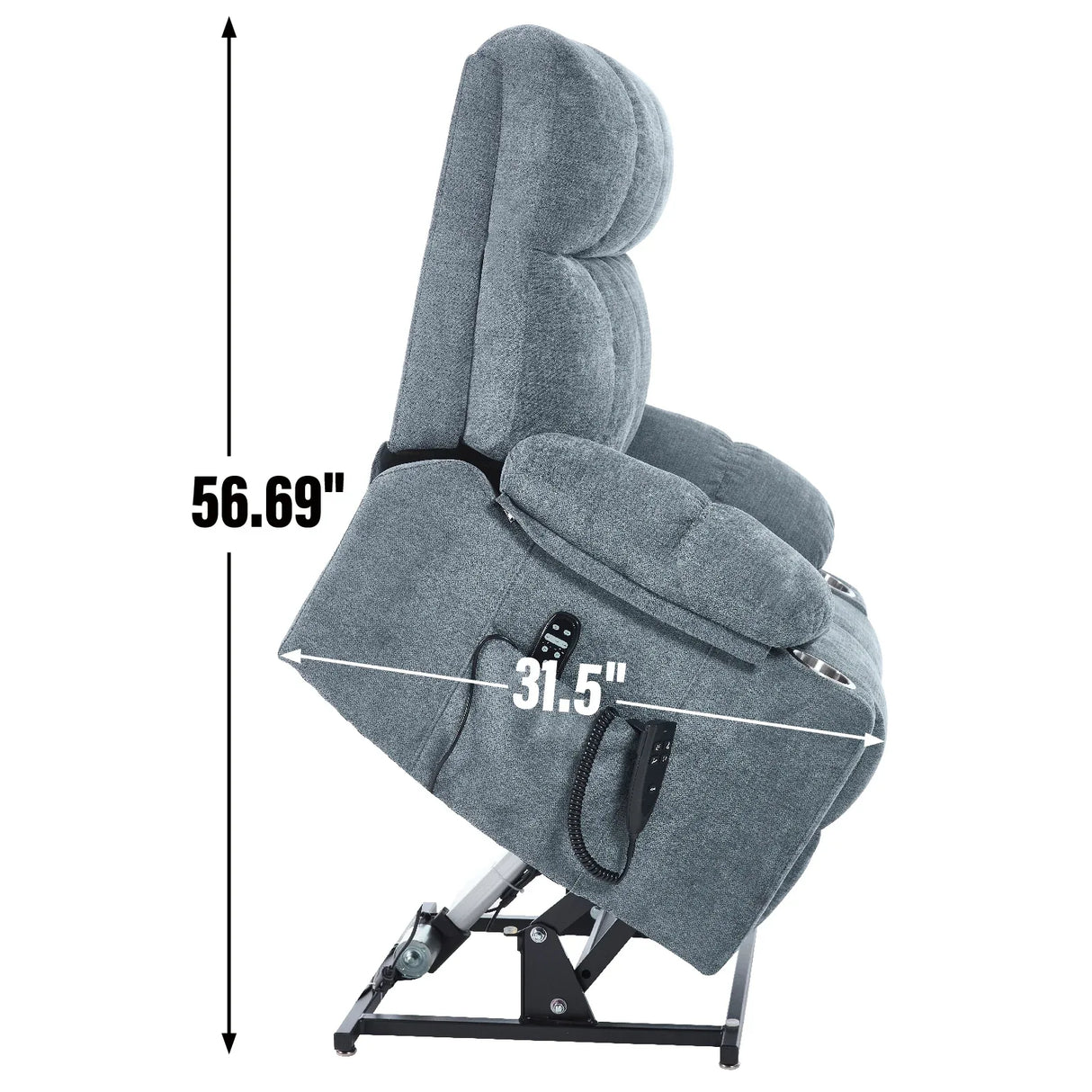 Medium-Firm Chenille Power Lift Recliner Chair With Massage - Omega Lifestyles