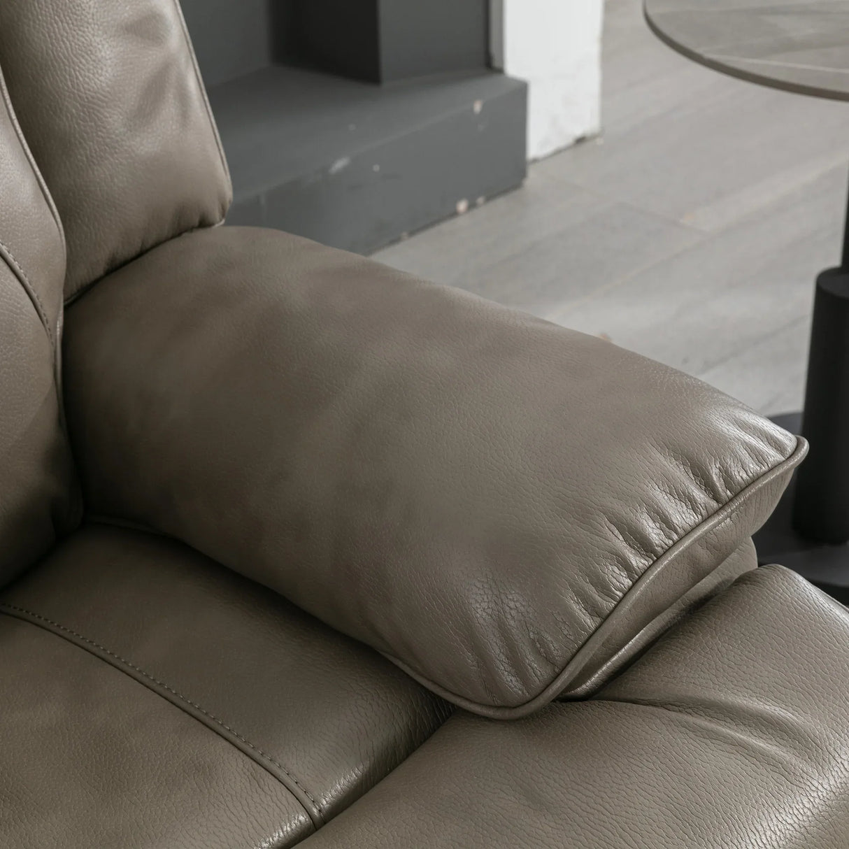 Grey Leather Gel Manual Recliner Chair With LED Lights - Omega Lifestyles