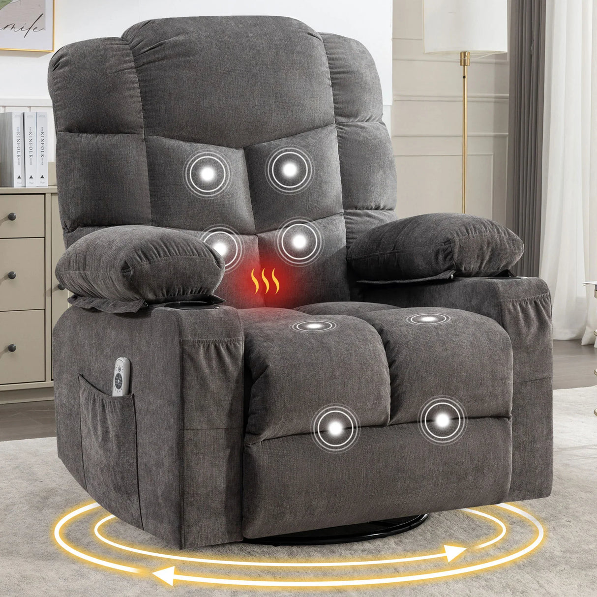 Oversized Soft Massage Recliner Chair With Heating - Omega Lifestyles