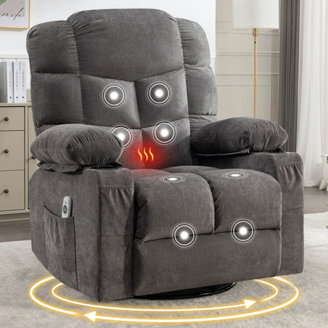 Oversized Soft Massage Recliner Chair With Heating - Omega Lifestyles
