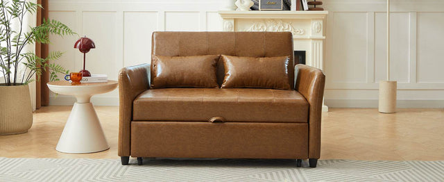 Convertible PU Leather Sofa Bed With USB Ports - Omega Lifestyles