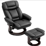 PU Leather Reclining Swivel Chair With Ottoman Footrest - Omega Lifestyles