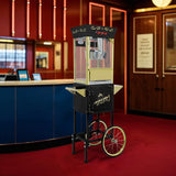 Vintage 12oz Stainless Steel Popcorn Machine Cart With Wheels - Omega Lifestyles