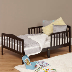 Blaire Espresso Solid Wood Toddler Bed With Guardrails - Omega Lifestyles