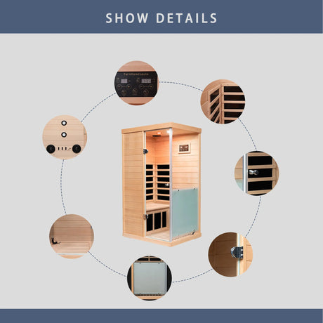 Mini Hemlock Wood Far-Infrared Digital Control Sauna - Omega Lifestyles