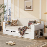 Queen Multifunctional 4-in-1 Wood Daybed With Desk Storage