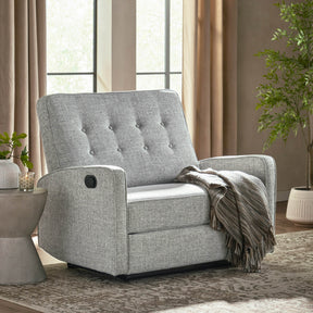Light Grey Fabric Manual Recliner With Plush Cushions - Omega Lifestyles