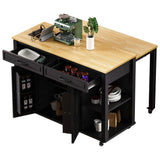 Extendable Rubber Wood Veneer Kitchen Island Cart - Omega Lifestyles