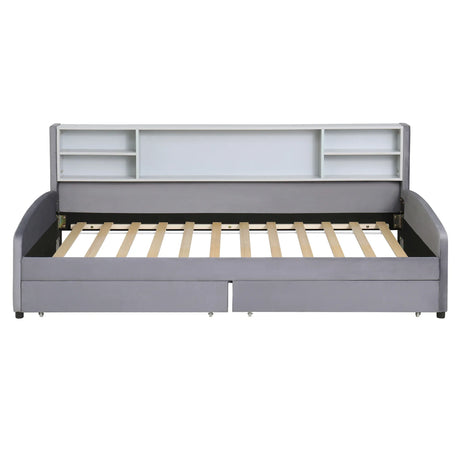 Twin Velvet Upholstered Platform Bed With Storage Drawers - Omega Lifestyles