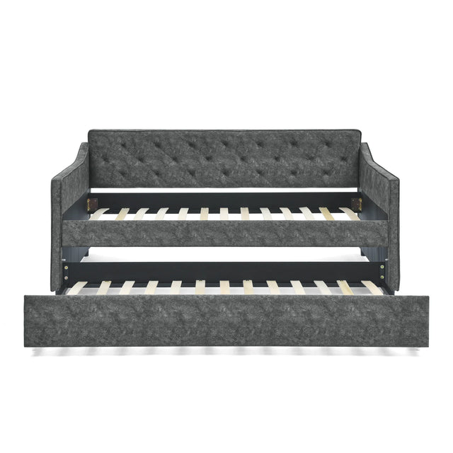 Twin Upholstered Tufted Daybed With Trundle - Omega Lifestyles