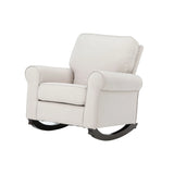 Beige Fabric Pocket Coil Rocking Chair With Wooden Frame - Omega Lifestyles