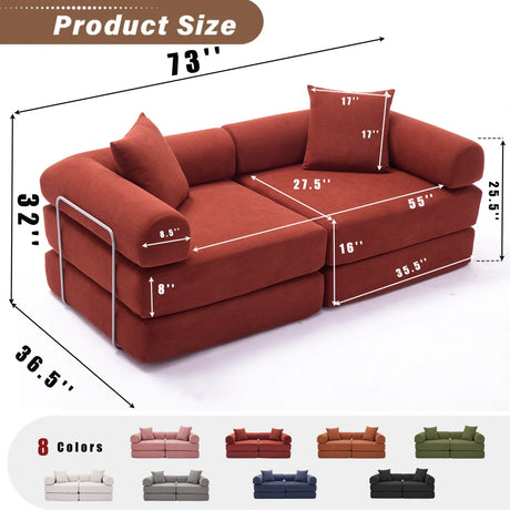 Modular Folding Convertible Corduroy Sofa Bed - Omega Lifestyles
