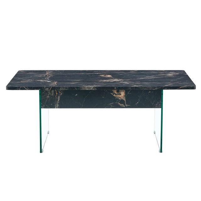 Lift-Top Coffee Table With Storage Black Marble Glass - Omega Lifestyles